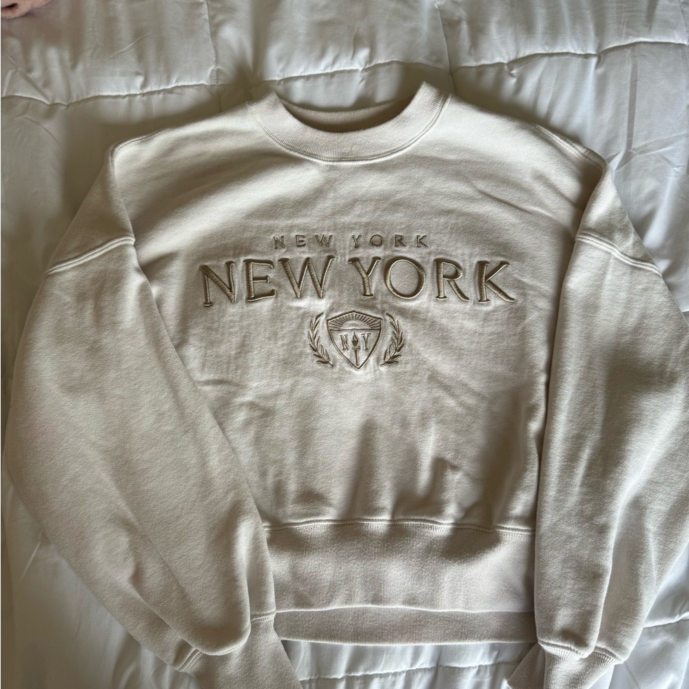 Abercrombie New York Cropped Crewneck Sweatshirt